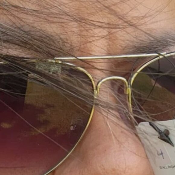 GISELLE AVIATOR SUNGLASSES SILVER FRAME PURPLE LENS UV400 MAX PROTECTION NWT - Picture 5 of 8